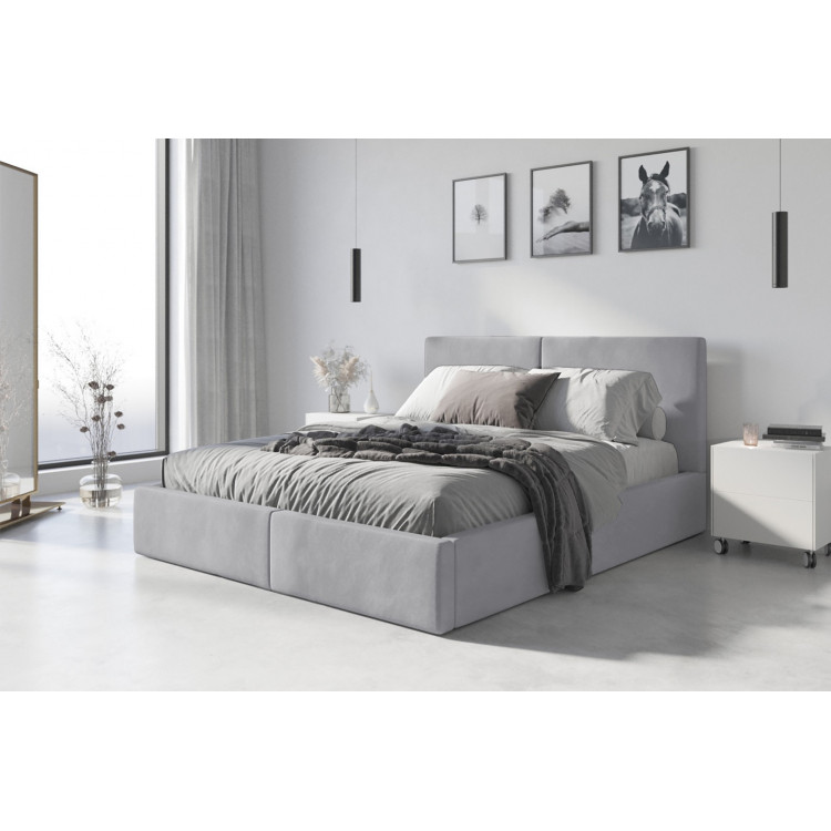 Čalúnená posteľ HILTON 140x200cm výklopná sivá